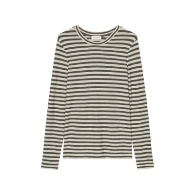 Abbildung von Marc O&#039;Polo Stripes Langarmshirt, Damen, Größe: Large, Multi deep grey melange