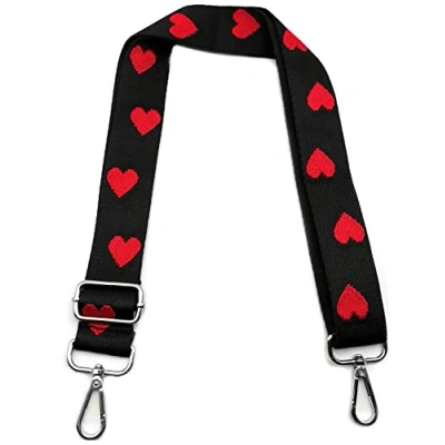 Abbildung von Taschengurte zum Wechseln, Taschengurt Schwarz und Rot, Verstellbarer Schultergurt für Taschen Breit 3.8cm mit Silber Karabiner, Schulterriemen Taschen, Umhängegurt Damen 3