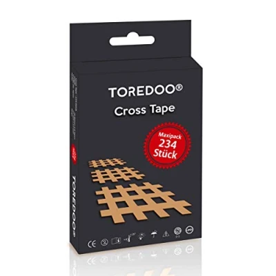 Abbildung von TOREDOO Kinesiologie Tape Cross Gitterpflaster 234 Stück Typ A klein beige