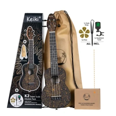 Abbildung von Keiki Ukulele K2 Super Scale Komplettset, mit Tuner, Gurt, Plektren und Tasche