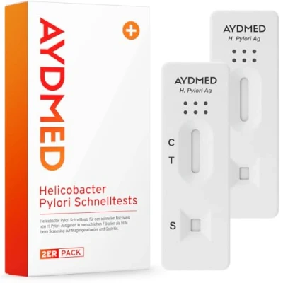 Abbildung von 2 x AYDMED Helicobacter Pylori Schnelltest H Testkit für den Selbsttest Stuhluntersuchung auf Magengeschwüre &amp; Gastritis Sodbrennen Magengeschwür Test 98% Genauigkeit