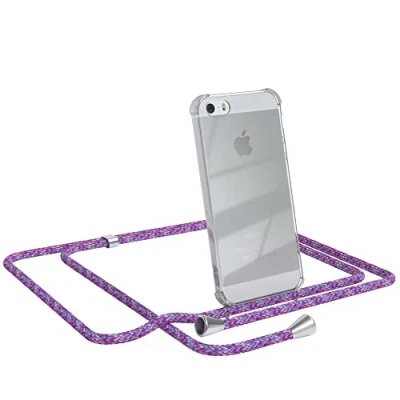 Abbildung von EAZY CASE Handykette kompatibel mit iPhone 5 / 5S SE (2016) Handyhülle Umhängeband, Handykordel Schutzhülle, Silikonhülle, Hülle Band, Stylische Kette für Smartphone, Unicorn