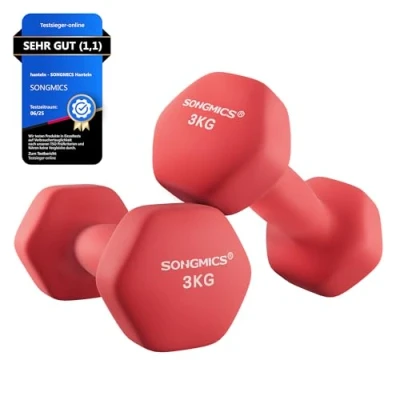 Abbildung von SONGMICS Kurzhantel Hanteln, (2er Set Neopren Beschichtung, Hantelset, Kurzhanteln, Hexagon), 1KG 2KG 3KG 4KG 5KG Krafttraining, Workout, Fitnesstraining