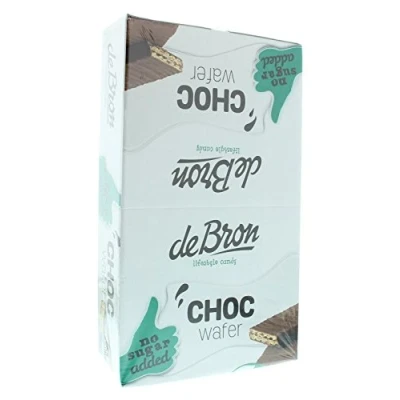 Abbildung von De Bron Choc Wafer Proteinwaffel mit Schokoladenüberzug Nur 1,4g Zucker &amp; 159 Kcal pro Waffel 24 x 34g