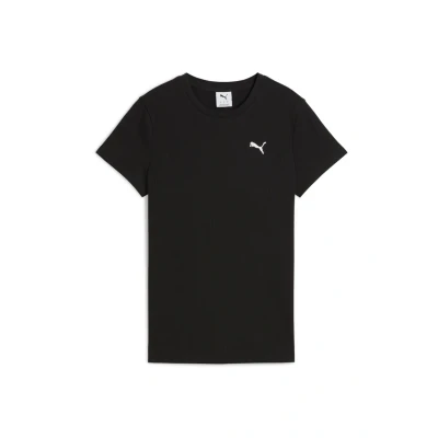Abbildung von Puma ESS ELEVATED Geripptes T Shirt Damen Mit Plain Black Größe: M