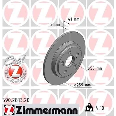 Abbildung von ZIMMERMANN COAT Z 590.2813.20 Bremsscheibe 259 9 7/5 5 100 voll beschichtet TOYOTA: Urban Cruiser