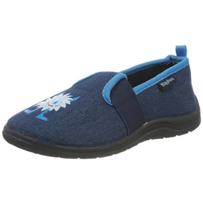 Abbildung von Playshoes Monster, Unisex Kinder Niedrige Hausschuhe, Blau (jeansblau 3), 18/19 EU (2/3 Child UK)