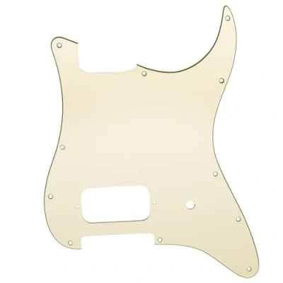 Abbildung von Musiclily Pro 11 Löcher Strat Pickguard 1 Humbucker Gitarren Schlagbrett für Fender USA/Mexico Tom Delonge Style E Gitarre, 3 lagig Cream