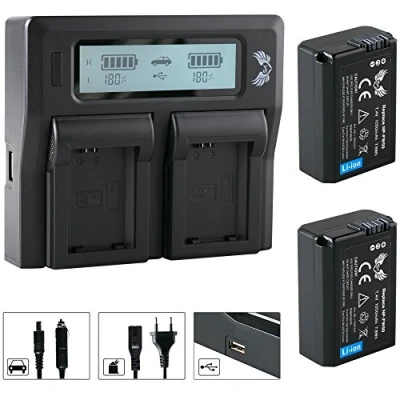 Abbildung von 2X SK Akku Sony NP FW50 (1050mAh) + LCD Dual Charger Ladegerät für Alpha 7 7II 7R 7S II 5100 6300 6500 / NEX 6 F3 DSC RX10 ZV E10