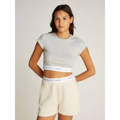 Abbildung von Calvin Klein Underwear CROP TEE Nachtwäsche Shirt, Damen, Größe: XS, Grey heather