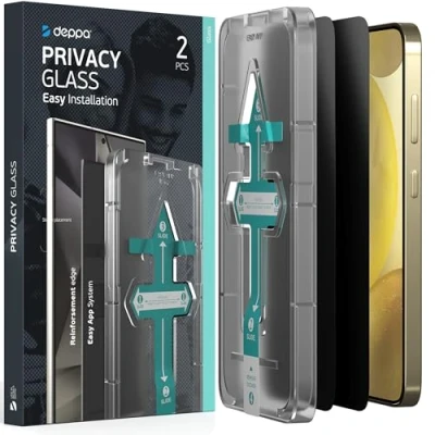Abbildung von Deppa 2 Stück Sichtschutz für Samsung Galaxy S24 Plus (6,7&#039;) mit Schablone Fingerabdruck kompatibel Privacy Anti Spy Glas, Folie, Schutzfolie, Schutzglas, Displayschutz, Sichtschutzfolie