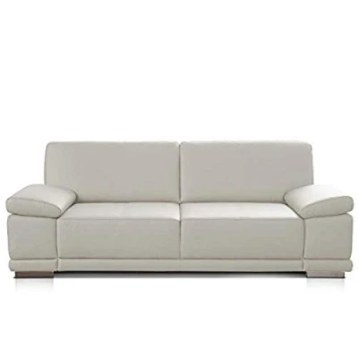 Abbildung von CAVADORE 3,5 Sitzer Sofa Corianne in Kunstleder / Großes Ledersofa hochwertigem und modernem Design /Mit Armteilverstellung 248 x 80 99 weiß