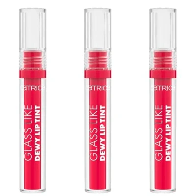 Abbildung von Catrice Glass Like Dewy Lip Tint, Lipgloss, Nr. 030, Pink, Färbeeffekt, glänzend, vegan, ohne Parabene, Mikroplastikpartikel, Nanopartikel frei, 3er Pack (3x3ml)