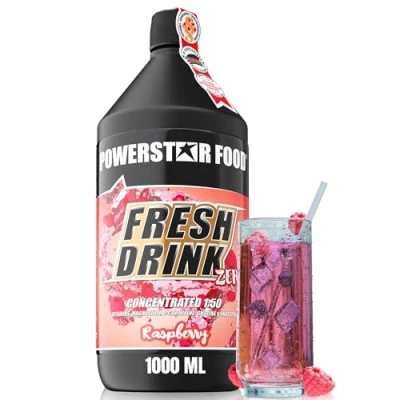 Abbildung von Powerstar FRESH Drink ZERO Zuckerfrei Fitness Getränke Sirup mit L Carnitin, Magnesium &amp; Vitaminen 1L Vital Konzentrat Wasser zu 50L hypotonischem Sport mischen Raspberry
