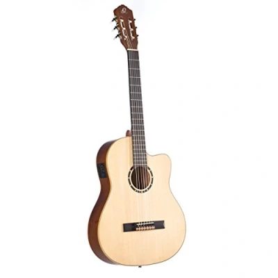 Abbildung von Ortega Guitars Thinline Konzertgitarre elektro akustisch Family Series Slim Neck inklusive Gigbag Mahagoni / Fichtendecke (RCE125SN)