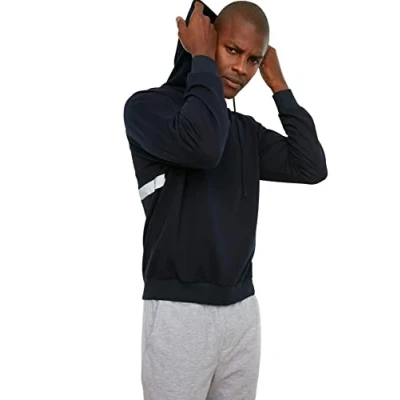 Abbildung von TRENDYOL Herren Kapuzensweatshirt in Oversize Optik Sweatshirt, Marineblau, M