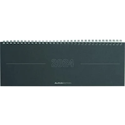 Abbildung von Tisch Querkalender Papyrus Grau 2024 Büro Planer 29,7x10,5 cm Kalender 1 Woche 2 Seiten Ringbindung Alpha Edition