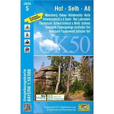 Abbildung von UK50 5 Hof, Selb, Aš: Münchberg, Rehau, Helmbrechts, Naila, Schwarzenbach a.d.Saale, Bad Lobenstein, Oberkotzau, a.Wald, Gefrees, ... Karte Freizeitkarte Wanderkarte)