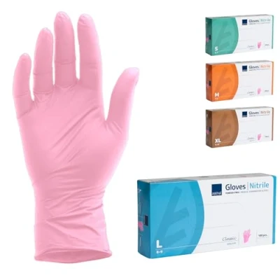 Abbildung von Abena Handschuhe aus Nitril, rosa, puderfrei