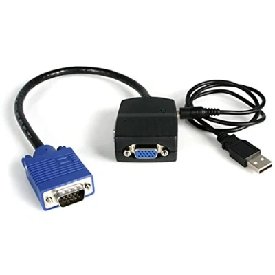 Abbildung von StarTech.com 2 Port VGA Video Splitter Monitor Kabel mit Stromversorgung über USB 1 x (Stecker) (Buchse)/USB