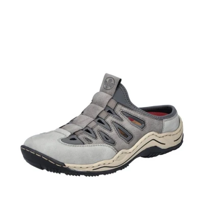 Abbildung von Rieker Pantolette flach, Damen, Größe: 37, Grau Schuhe