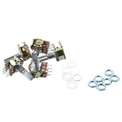 Abbildung von Goufride R 5 Stueck B50K 50K ohm 6 Pins Split Shaft Rotary Linear Dual Taper Potentiometer