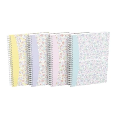 Abbildung von Oxford Spiral Notizbuch A5 Floral kariert, 120 Seiten, Softcover, 4 Designs, 5 Stück