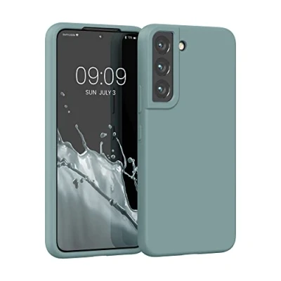 Abbildung von kwmobile Schutzhülle kompatibel mit Samsung S22 Hülle Silikon Case Handyhülle weiche Oberfläche kabelloses Laden Arctic Night