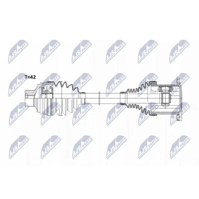 Abbildung von NTY NPW AU 008 Antriebswelle Vorderachse, Vorderachse links, rechts, rechts 490 AUDI: A6 C7 Avant, Q5, Limousine