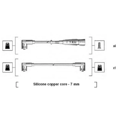 Abbildung von MAGNETI MARELLI 941175020749 Zündkabelsatz VOLKSWAGEN: TRANSPORTER 4 Bus, GOLF 2, 3 SEAT: Ibiza Cordoba I Limousine