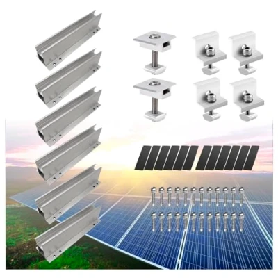 Abbildung von Montageset für 2 PV Module Solarmodul &amp; Balkonkraftwerk Halterung Schienen Endklemmen Mittelklemmen 35mm 30mm Montage Set Befestigung Profile Solar Photovoltaik Solarpanel Montagesystem Mahona