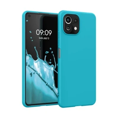 Abbildung von kwmobile Hülle kompatibel mit Xiaomi 11 Lite (5G) NE/Mi weiches TPU Silikon Case Cover geeignet für kabelloses Laden Cool Glacier