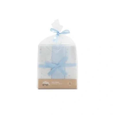 Abbildung von INTERBABY · Packung mit 3 Muslin Tücher aus Bambus&amp;Baumwolle BEAR blau 55x70 cm Saugfähig und atmungsaktiv ideal zum Reinigen, Abwischen Abdecken von Neugeborenen