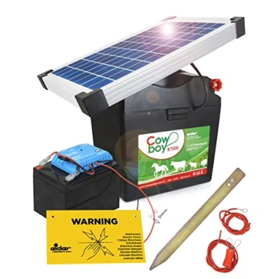 Abbildung von Koll Living Weidezaungerät Cowboy B7000 mit 12V Akku &amp; 10 Watt Solarmodul nahezu wartungsfrei Wird über die Sonne wiederaufgeladen Made in Germany
