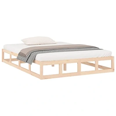 Abbildung von vidaXL Massivholzbett Bettgestell Bett Holzbett Doppelbett Bettrahmen Lattenrost Schlafzimmerbett Schlafzimmermöbel Kiefer 200x200cm
