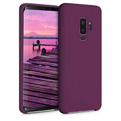 Abbildung von kwmobile Hülle kompatibel mit Samsung Galaxy S9 Plus Silikon Handy Case Handyhülle weiche Oberfläche kabelloses Laden Bordeaux Violett