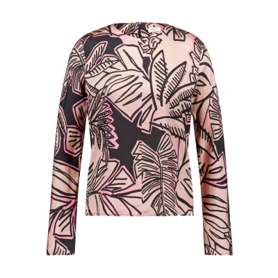 Abbildung von Gerry Weber Langarm Nachhaltige MIT Tropischem Print Bluse, Damen, Größe: 46, Ecru weiss schwarz druck