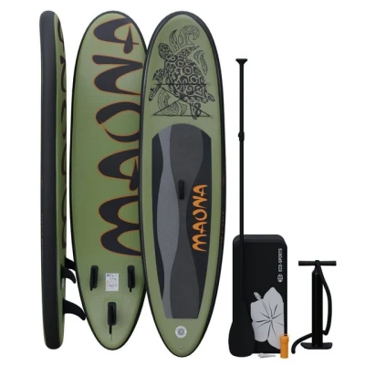 Abbildung von Stand Up Paddle Board Olive SUP 308 cm lang Komplettset Alu Paddel Luftpumpe Tragetasche 120 kg Tragkraft