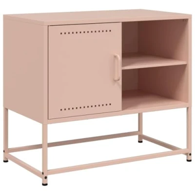 Abbildung von vidaXL TV Schrank, Fernsehschrank mit Stauraum, Fernsehtisch für Wohnzimmer Schlafzimmer, Lowboard Möbel, Industrie Stil, Rosa Stahl