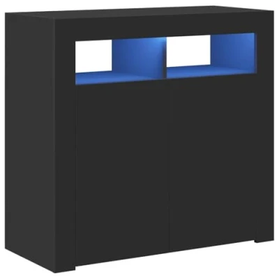 Abbildung von vidaXL Sideboard mit LED Leuchten Kommode Anrichte Schrank Beistellschrank Mehrzweckschrank Standschrank Flurschrank Schwarz 80x35x75cm