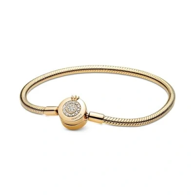 Abbildung von Pandora Sparkling Crown O Snake Armband, Damen, Größe: 19, Gold plated