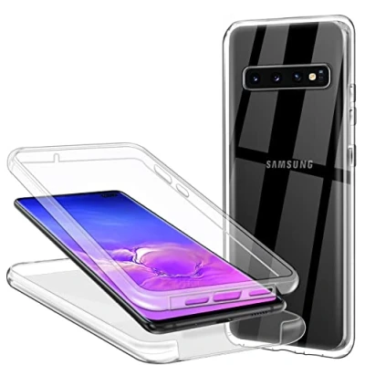 Abbildung von ZYIMOU Hülle für Samsung Galaxy S10 Plus Handyhülle 360 Grad, Transparent Full Schutz Kratzfest Dünn Durchsichtige Case Silikon Schutzhülle, Hart PC Zurück + Weich TPU Vorderseite
