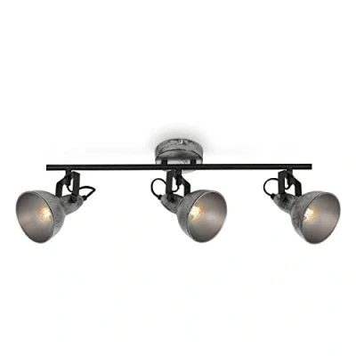 Abbildung von Briloner Leuchten Deckenspot vintage, schwenkbare Deckenlampe retro, Deckenleuchte, 3x E14 Fassung, Silver Crafted, 555x100x180 mm