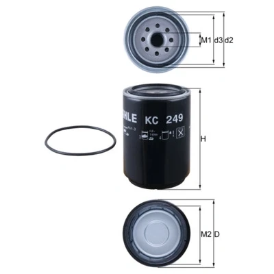Abbildung von MAHLE ORIGINAL KC 249D Kraftstofffilter Anschraubfilter DAF: XF, CF 65, SCANIA: P,G,R,T series, VOLVO: FH 16