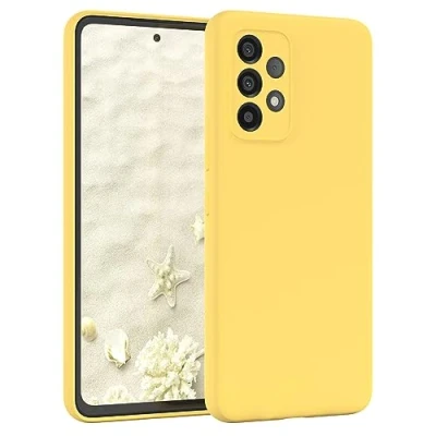 Abbildung von EAZY Case Silicon kompatibel mit Samsung Galaxy A53 5G Stoßfeste Abdeckung Mikrofaserfutter, Ultra Dünn, Silikon, Rundumschutz Case, Silikon Hülle Matt [Matte Griff] Gelb