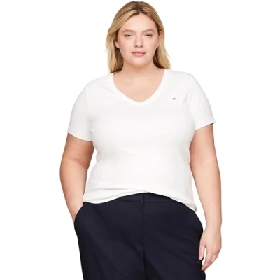 Abbildung von Tommy Hilfiger Curve NEW SLIM CODY V NECK Tshirt basic, Damen, Größe: 48, Ecru