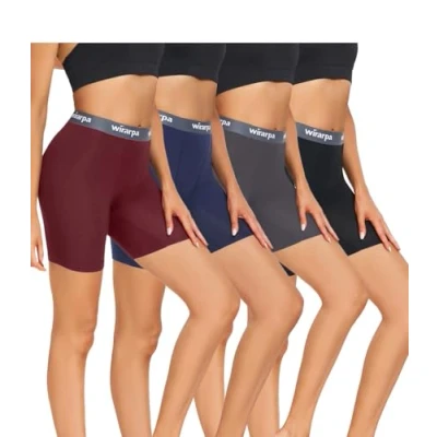 Abbildung von wirarpa Damen Boxershorts Panties Modal Radlerhose Kurze für Unter Kleid Anti Scheuern Unterhosen mit Bein 4er Pack Mehrfarbig Größe 3XL