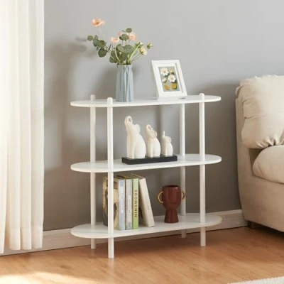 Abbildung von [en.casa] Bücherregal Øvre Standregal mit 3 Ablagen Bücherschrank Regal 76,5x80x30 cm Weiß