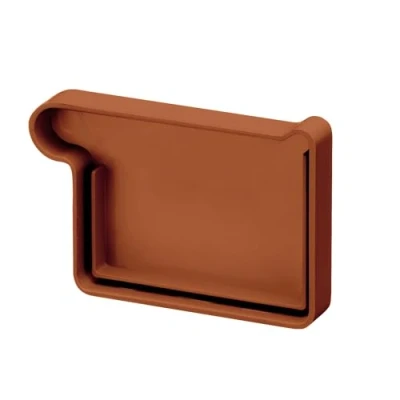 Abbildung von INEFA Dachrinnen Endstück Kastenrinne PVC NW68 / 68mm, links Braun Dachrinnenzubehör, einfache Steckmontage, Made in Germany
