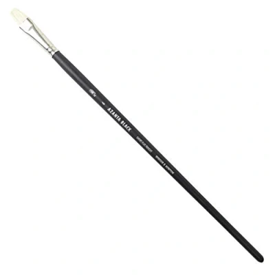 Abbildung von Winsor &amp; Newton 5630010 Azanta Black natürlicher Schweineborstenpinsel für Ölfarben Acrylfarben , gute Steifheit, ideal körperreiche Farben, langer Stiel Flachpinsel Nr.10